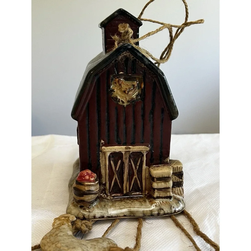 Vtg Farm Animal Wind Chime Rustic Farmhouse Primitive Country Kitchen Whimsical